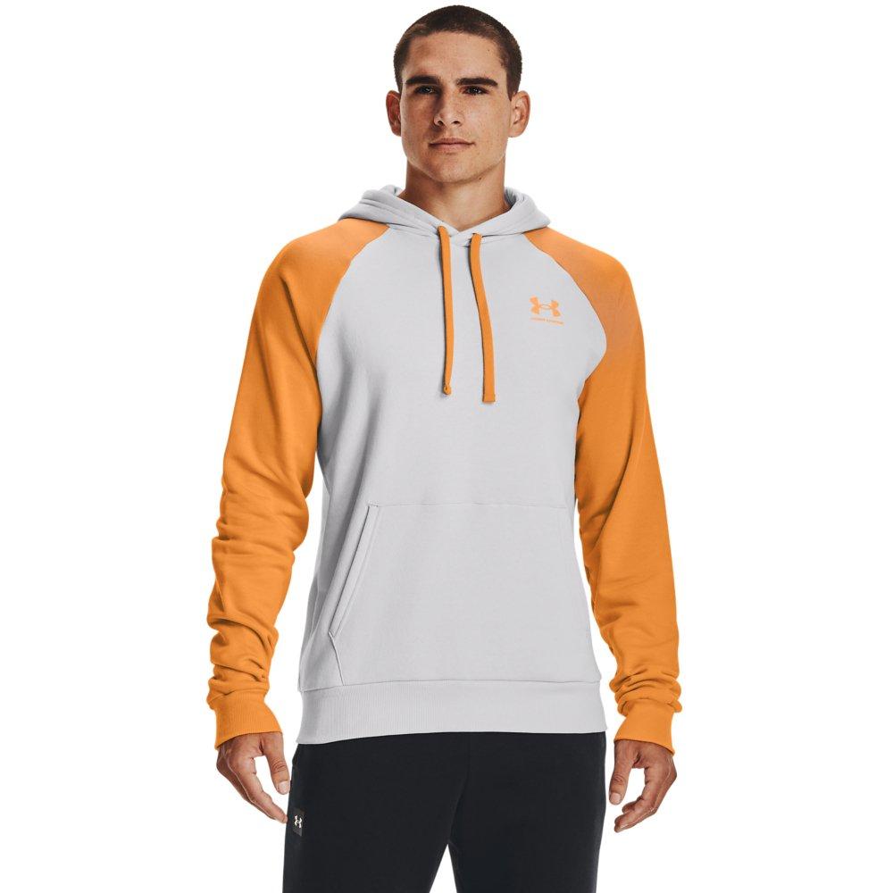 Under Armour Men s Rival Fleece Colorblock Hoodie Grey Orange